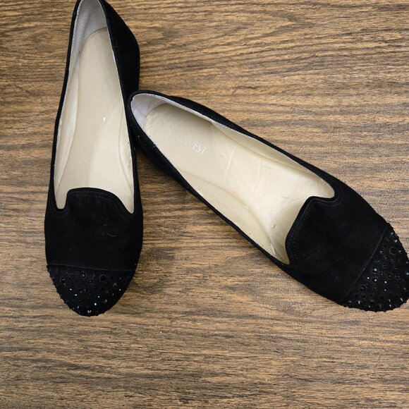 NINE WEST Carmina Women's Black Flats/Loafer w/Beaded Cap Toe - Size 8M - Picture 6 of 16